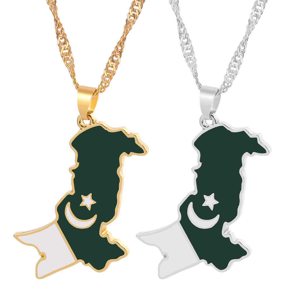 Trendy Creative Pakistan Map Pendant Necklace Fashion Jewelry