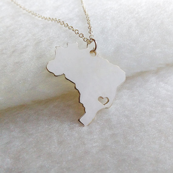 Brazil map necklace