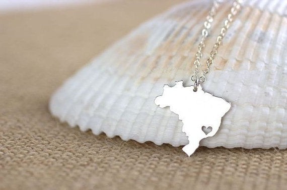 Brazil map necklace