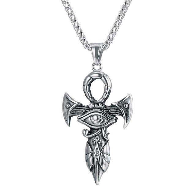 Cross Necklace Stainless Steel Eye Of Horus Egypt