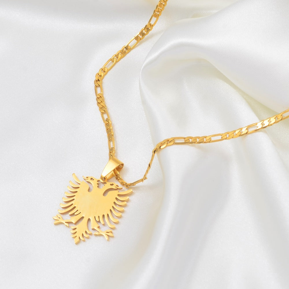 Albanian Eagle Map Pendant Necklace