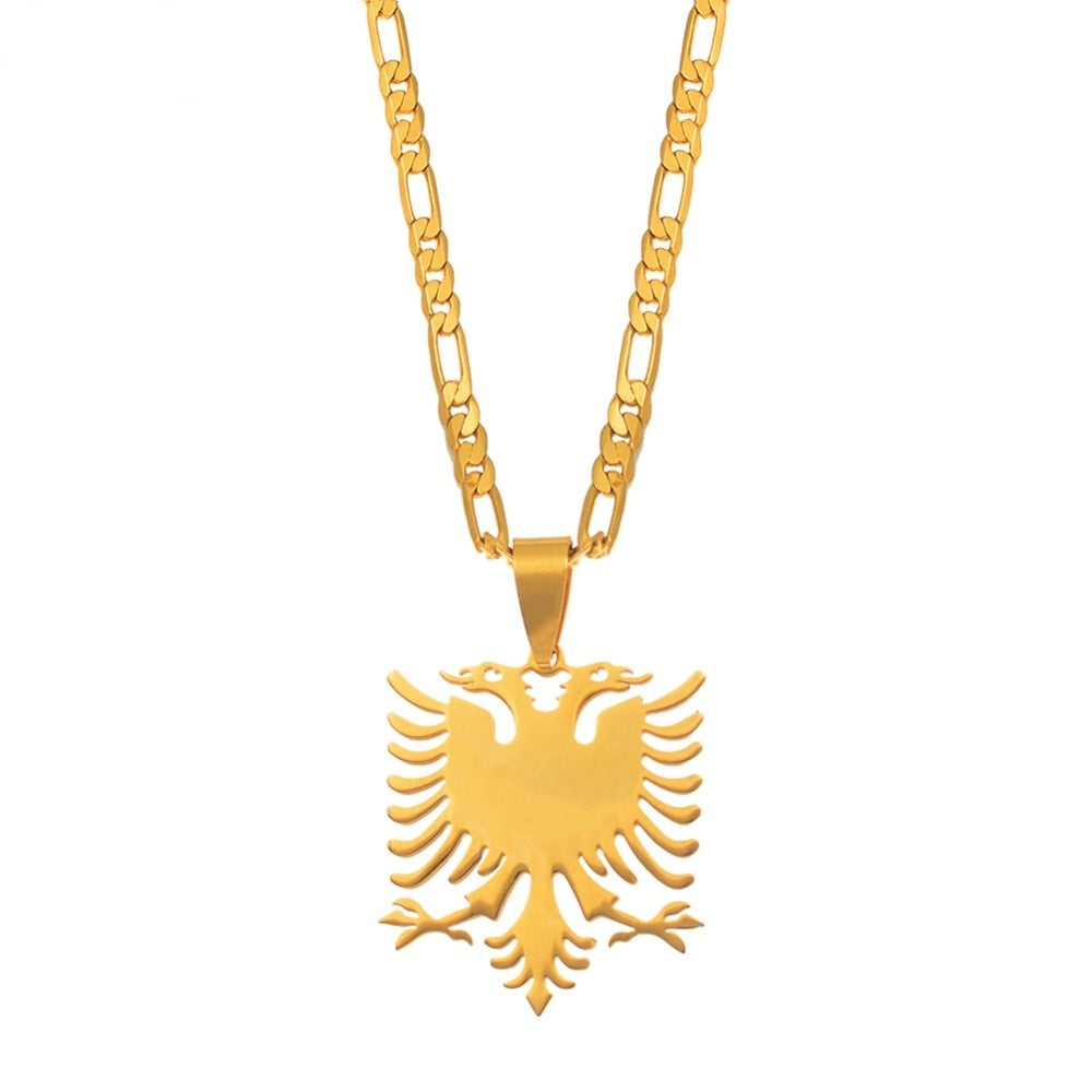 Albanian Eagle Map Pendant Necklace