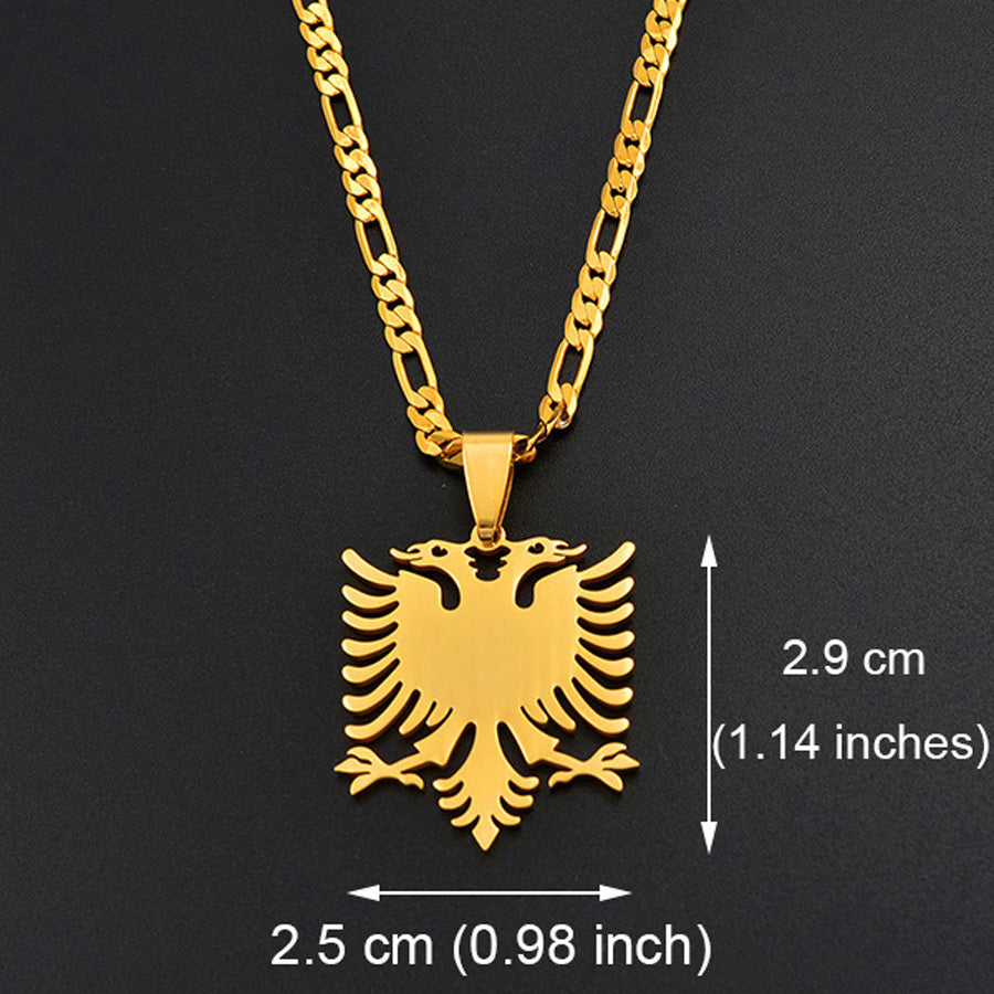 Albanian Eagle Map Pendant Necklace