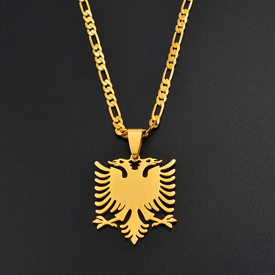 Albanian Eagle Map Pendant Necklace