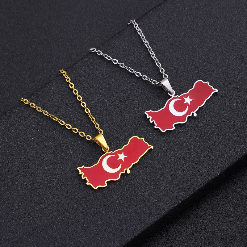 Fashion Simple Turkey Map Pendant Necklace