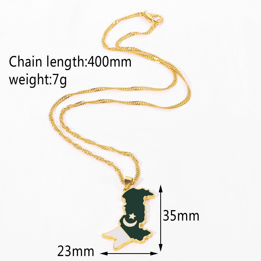 Trendy Creative Pakistan Map Pendant Necklace Fashion Jewelry