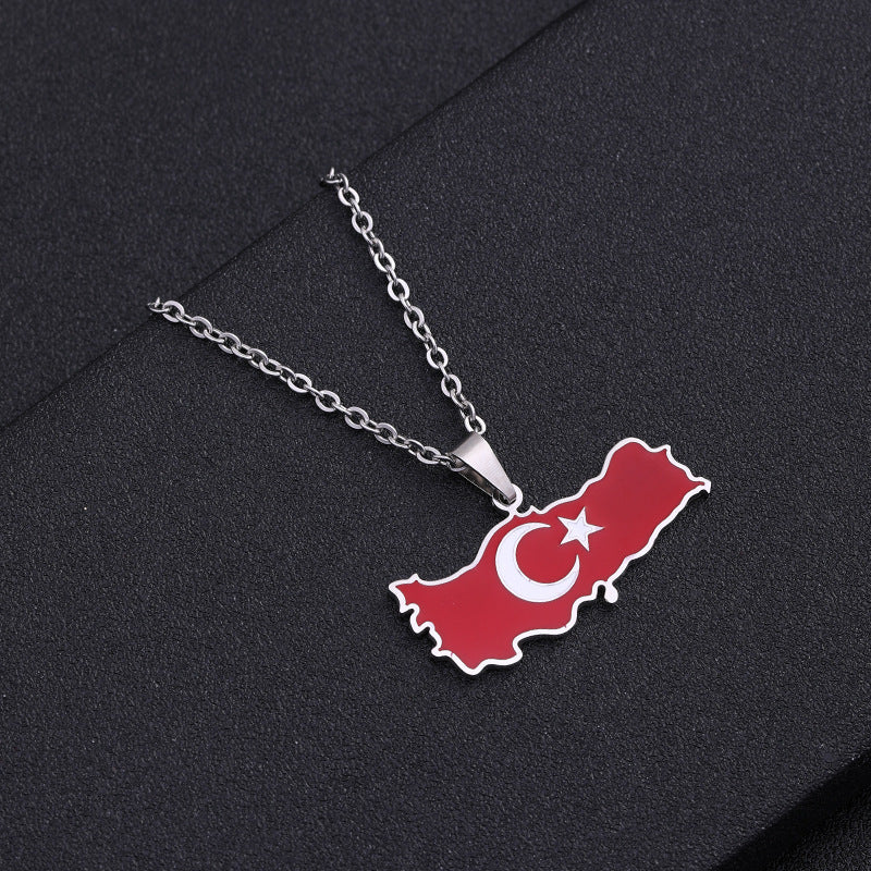 Fashion Simple Turkey Map Pendant Necklace