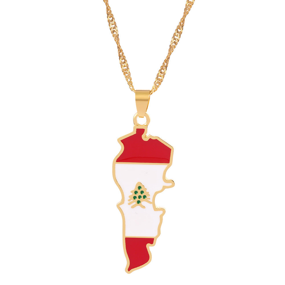 Mexico Lebanon Saint Lucia Map Necklace