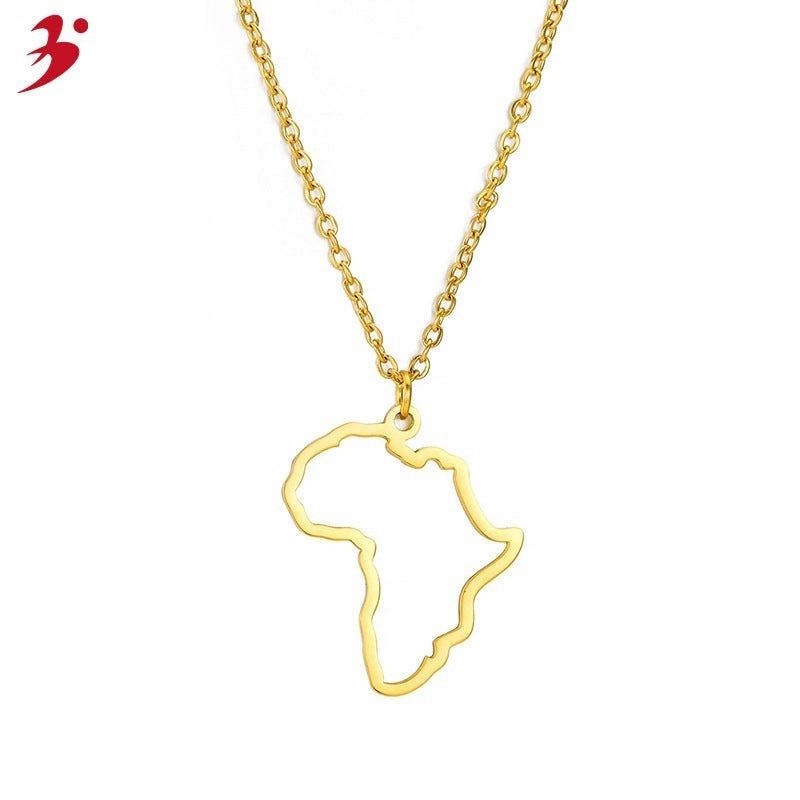 Africa Map Egypt South Africa Kenya Nigeria Stainless Steel Necklace