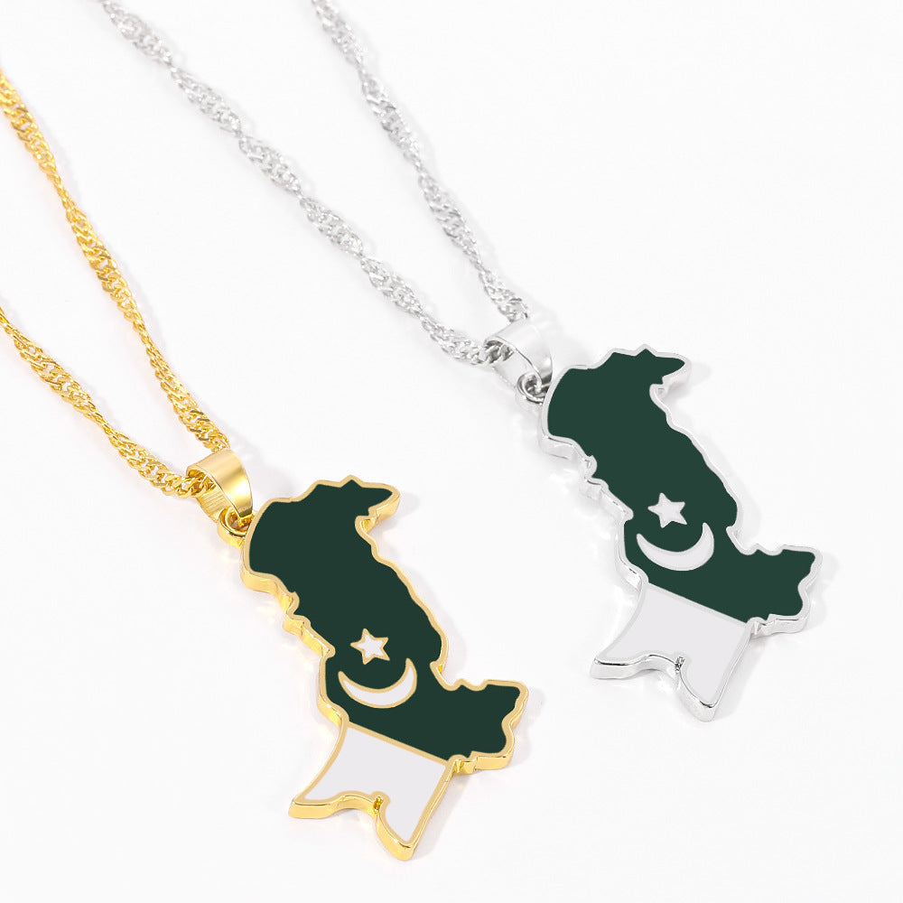 Trendy Creative Pakistan Map Pendant Necklace Fashion Jewelry