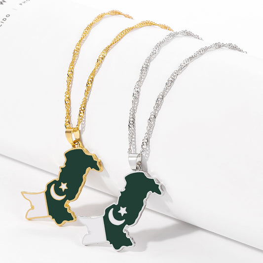 Trendy Creative Pakistan Map Pendant Necklace Fashion Jewelry