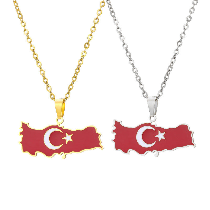 Fashion Simple Turkey Map Pendant Necklace