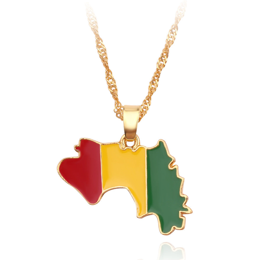 Mexico Lebanon Saint Lucia Map Necklace