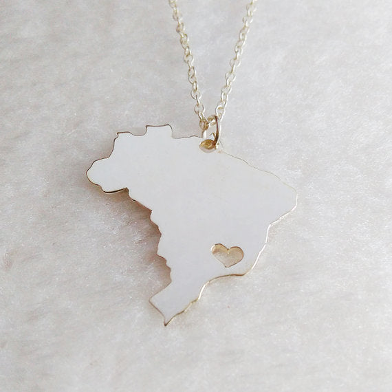 Brazil map necklace