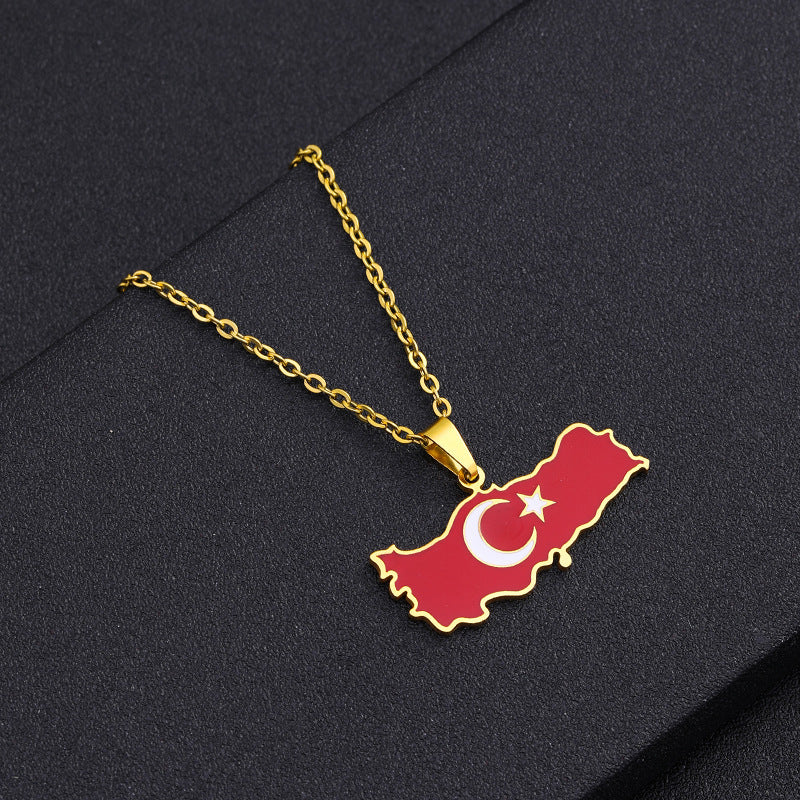 Fashion Simple Turkey Map Pendant Necklace