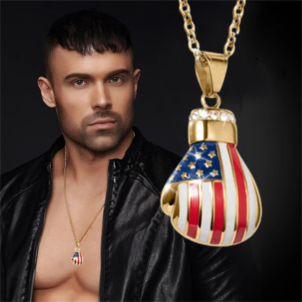 Fashion Men's Boxing Gloves Pendant Necklace Personality Domineering Men's Party Jewelry Accessories Boyfriend Valentine's Gifts