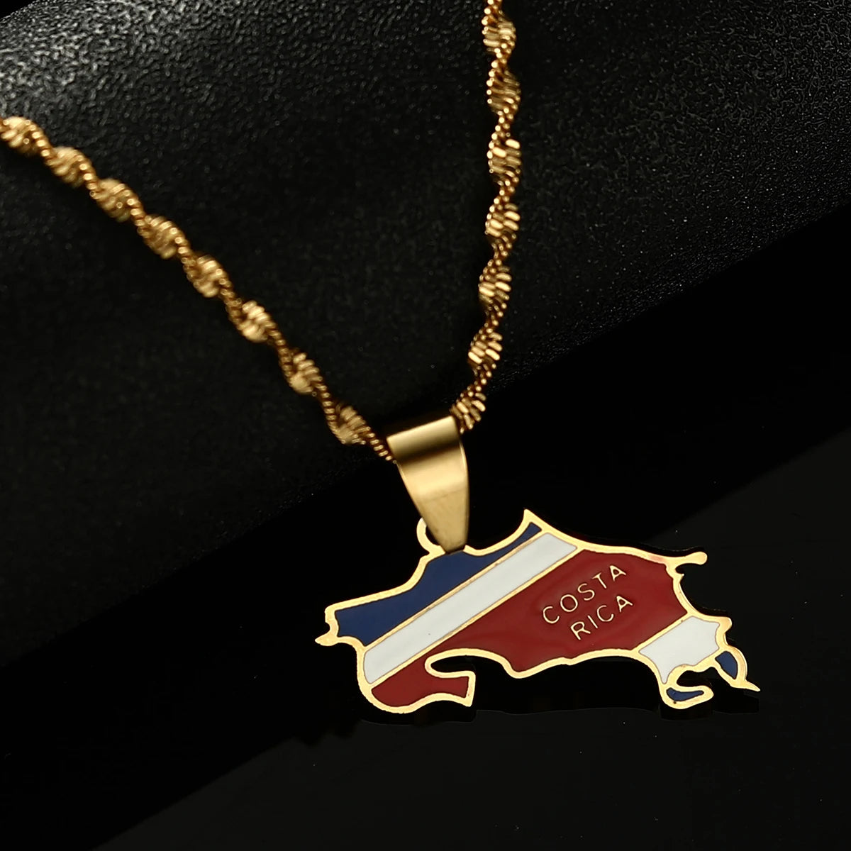 Country Flag Silver Plated Gold Color La Republica De Costa Rica Map Pendant Chains Necklaces