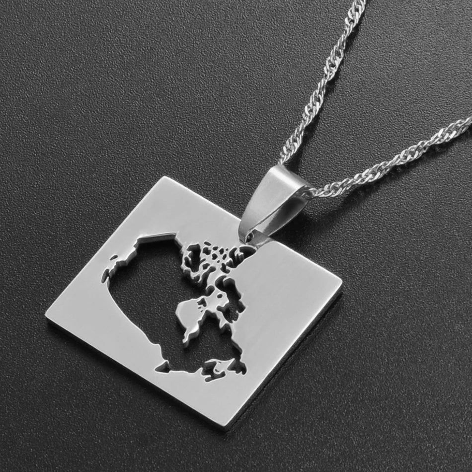 Anniyo Canada Map Pendant Necklaces for Women Jewelry Country Maps of Canadian Chain  #021321