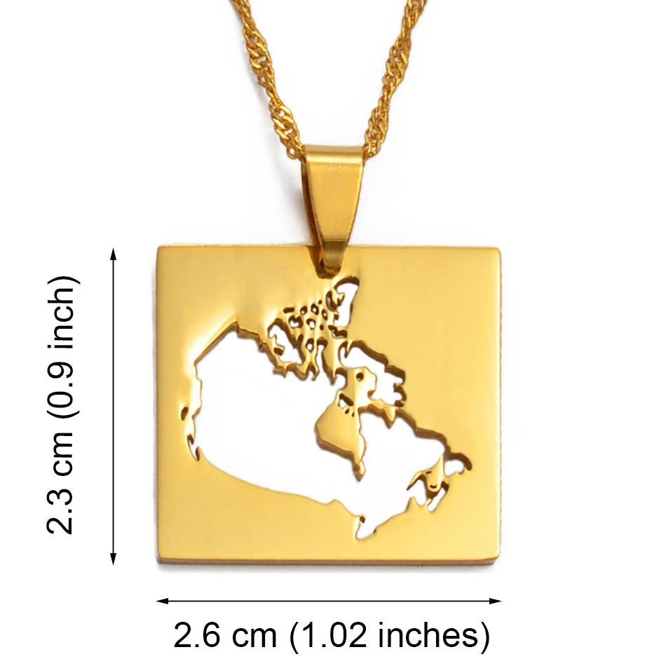 Anniyo Canada Map Pendant Necklaces for Women Jewelry Country Maps of Canadian Chain  #021321