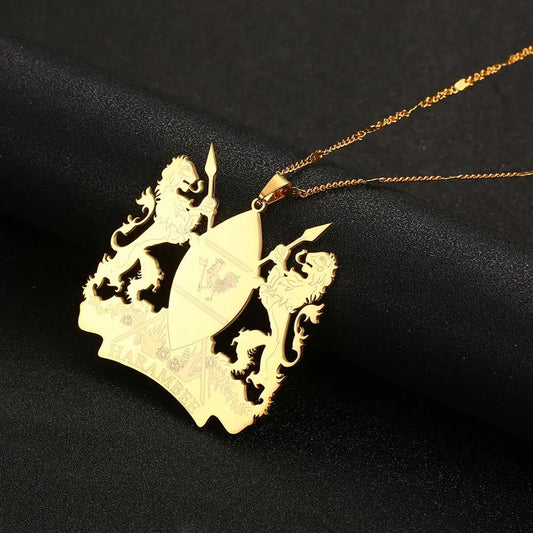 Stainless Steel Fashion Kenya Pendant Necklaces Gold Color African Country Map Kenyans Jewelry