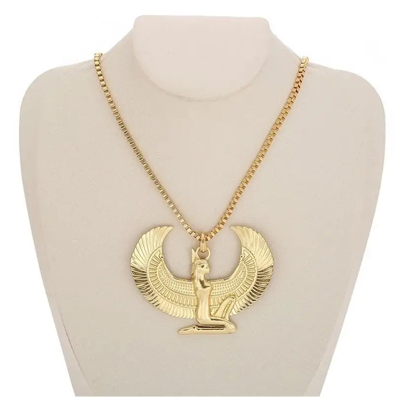 Exquisite Ancient Greek Winged Goddess Pendant Necklace Women's Fashion Romantic Lucky Amulet Jewelry Gift