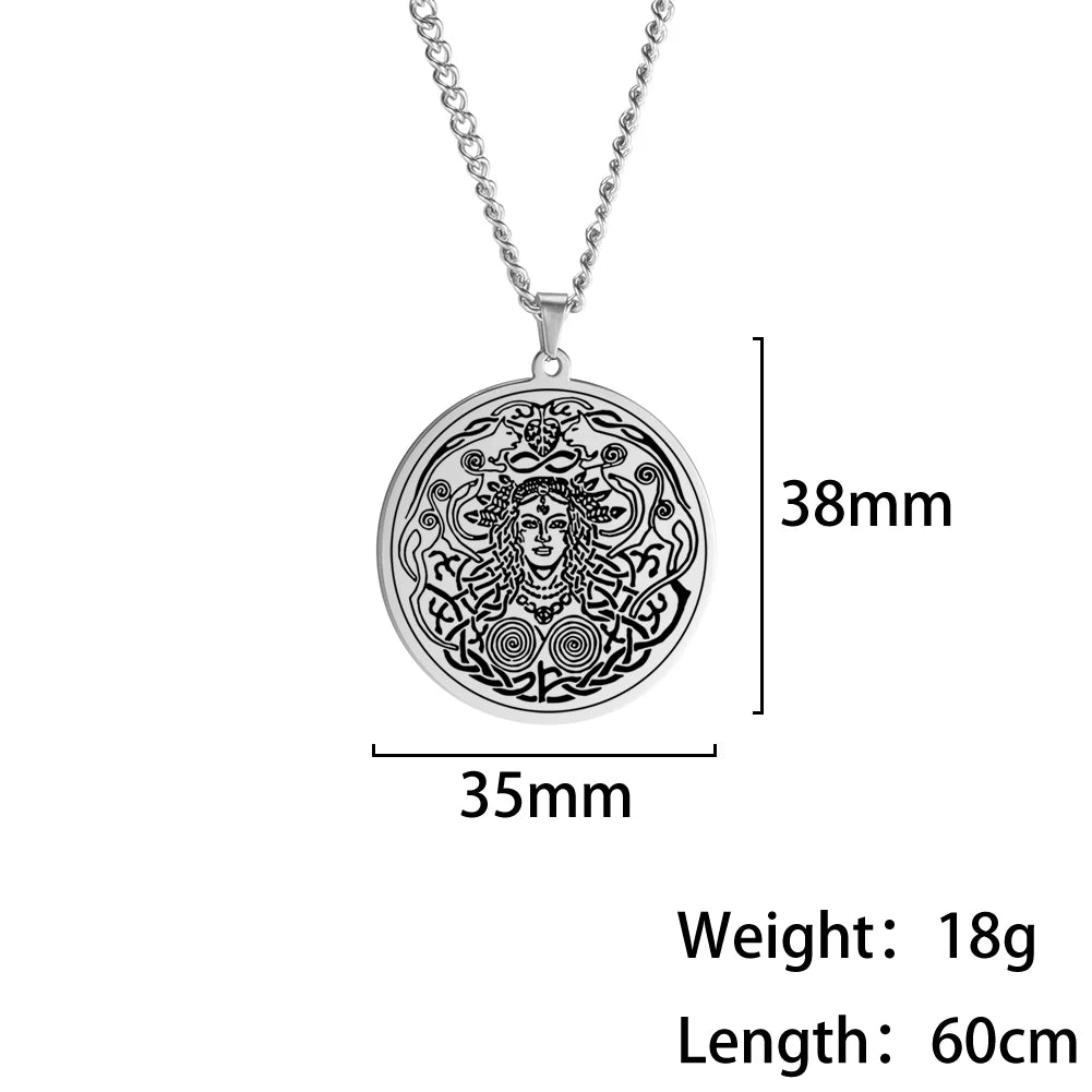 Dawapara Norse Mythology Freyja Goddess Associated with Love, Sex, Beauty, Fertility Amulet Necklace Stainless Steel Jewelry