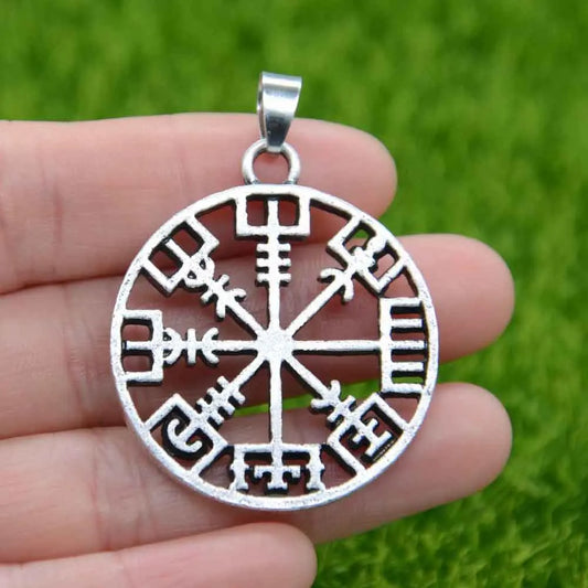 Nordic Amulet Vegvisir Compass Viking Pendant Ethnic Necklace Runic Runes Odin Men Jewelry