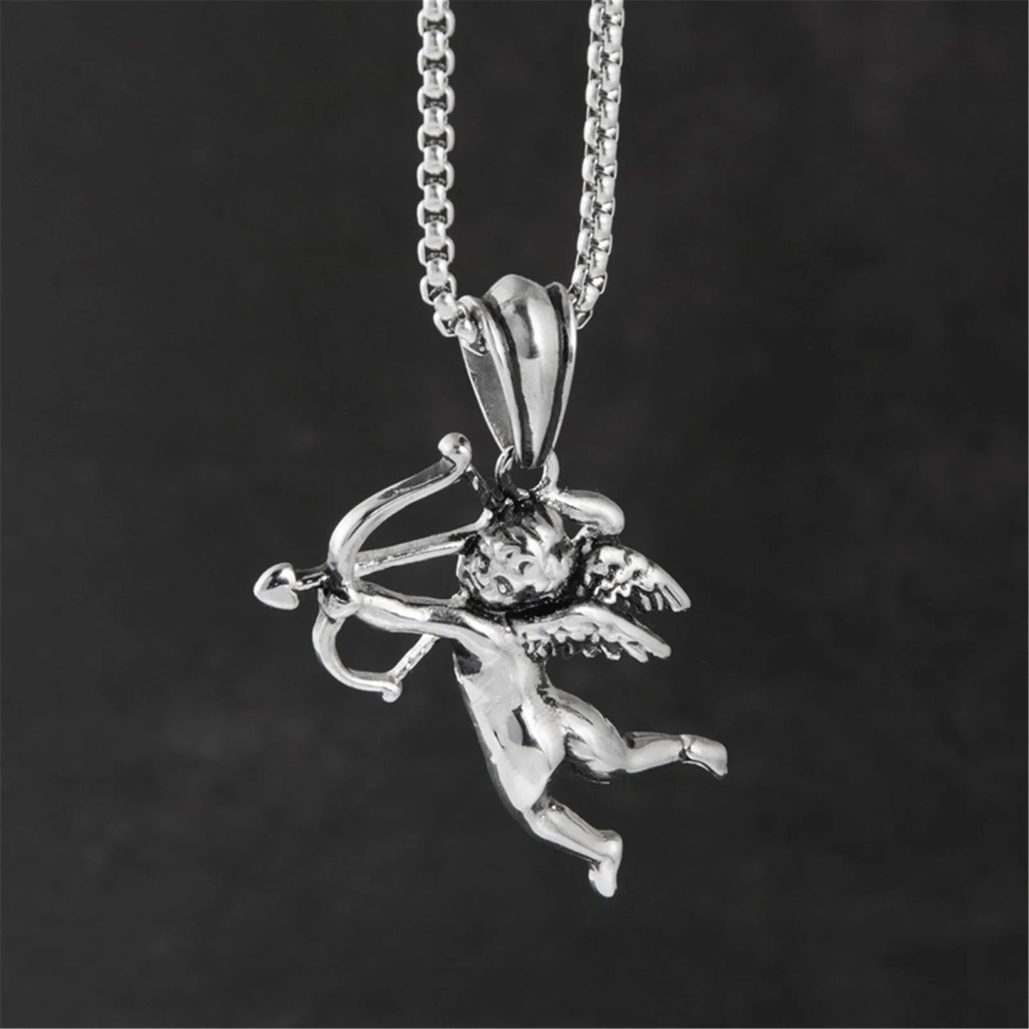 Cupid Necklace God of Love Stainless Steel Pendant for Men and Women Couples Cupido Amor Roman Mythology Jewelry