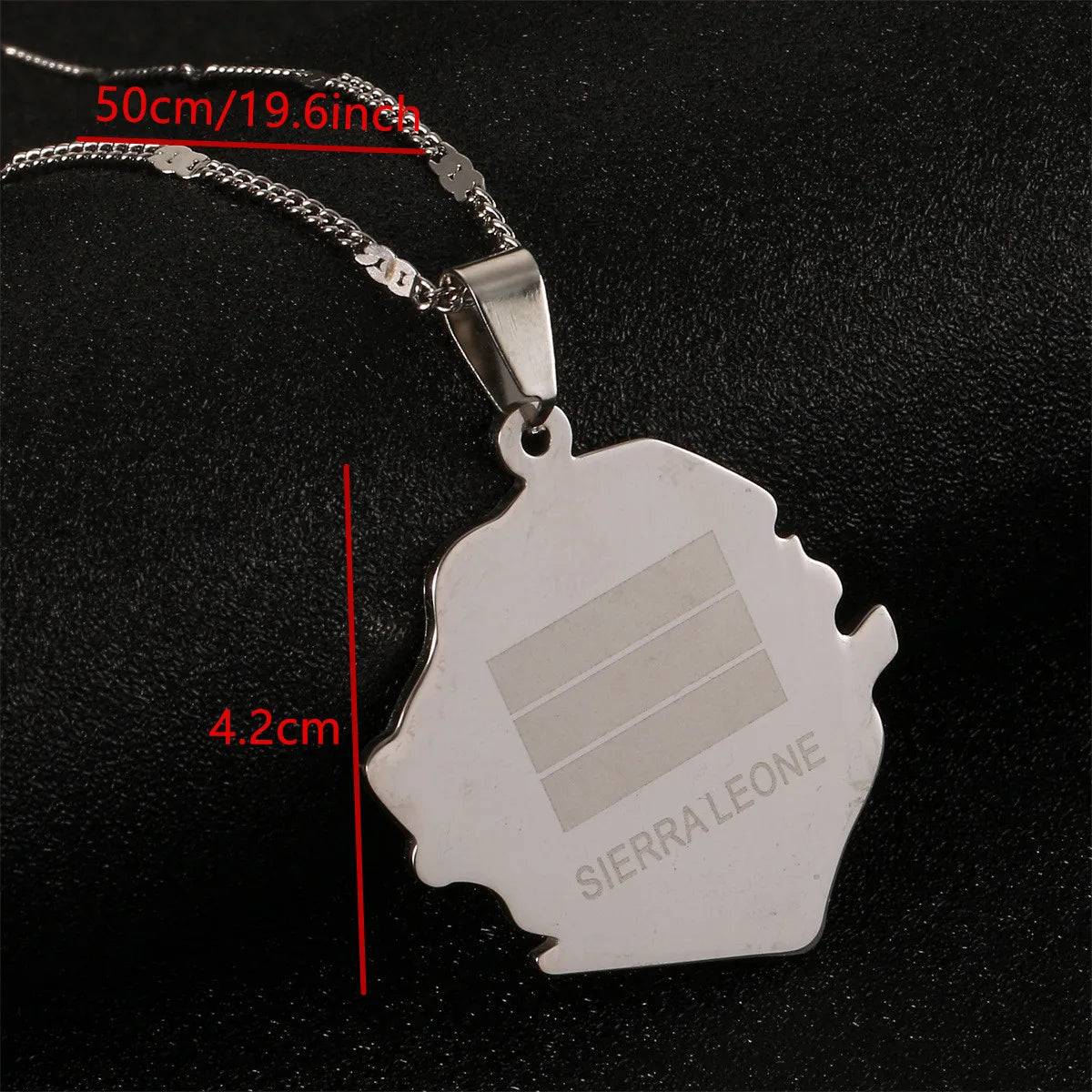 Stainless Steel Sierra Leone Map Flag Pendant Necklaces Country Maps Charm Jewelry