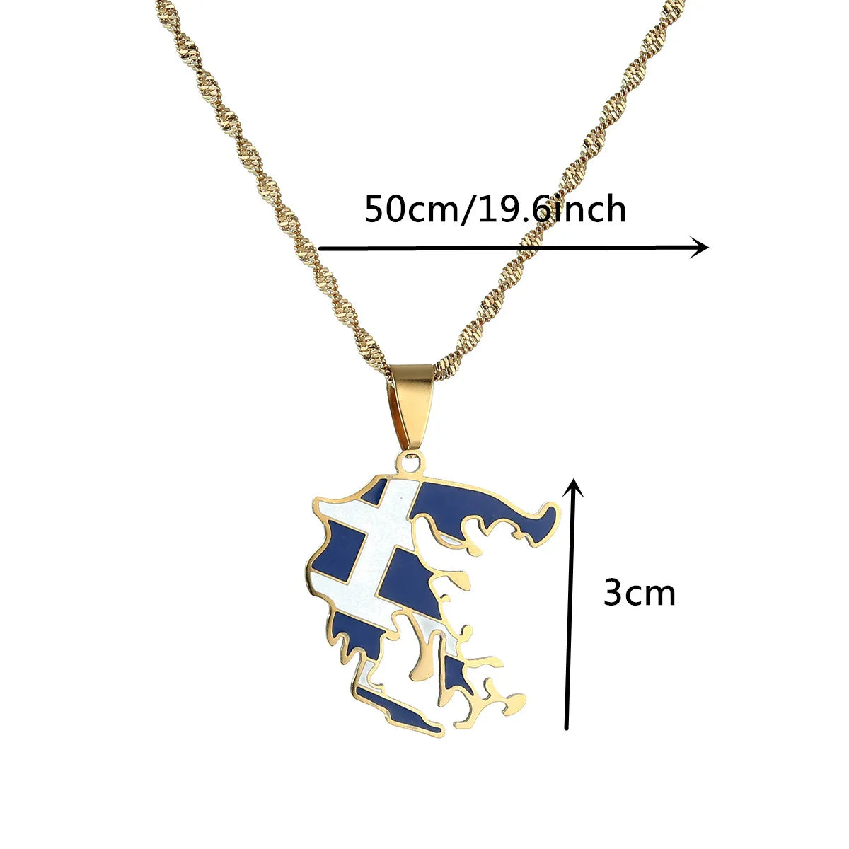 Stainless Steel Greece Map Flag Pendant Greek Silver Jewelry Patriotic Gift Women Necklaces