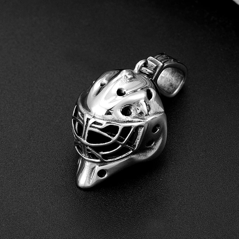 European and American Stainless Steel Knight Mask Pendant Retro Roman Men‘s and Women's Stainless Steel Helmet Pendant Necklace