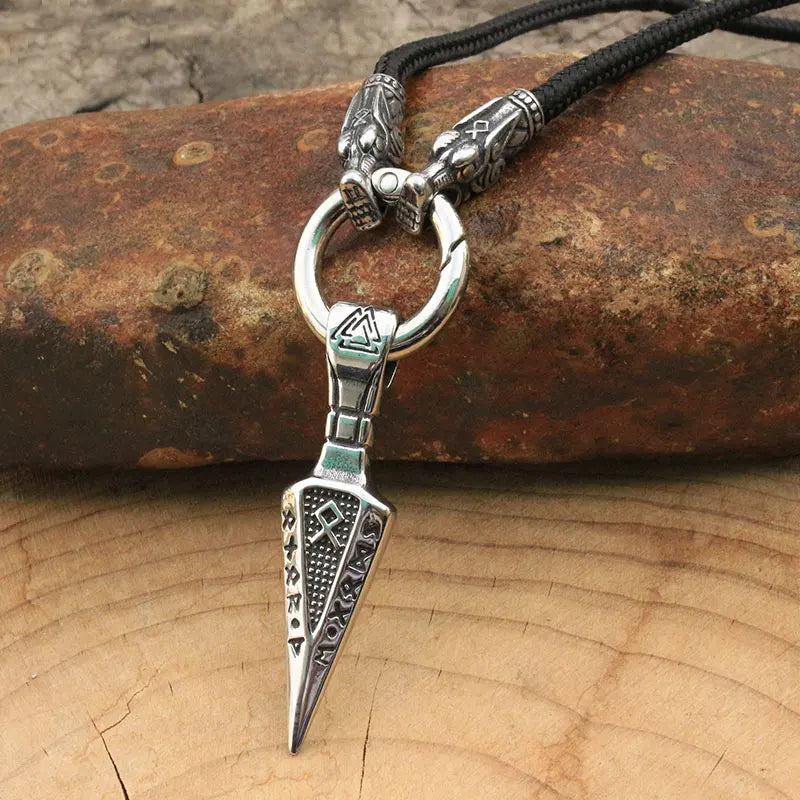 1pcs Norse Viking valknut Triangle arrow rune pendant men Cool wolf head necklace stainless steel with viking rune letter