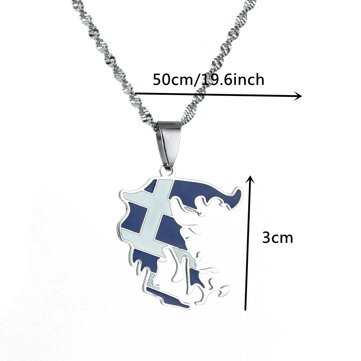 Enamel Greece Map Pendants Necklaces Silver Plated Gold Color Greek Flag Unisex Jewelry