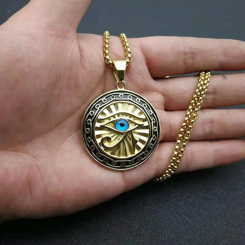 Mythological Style Egyptian The Eye of Horus Pendant Necklace for Women/Men Gold Color High Quality Metal Amulet Jewelry