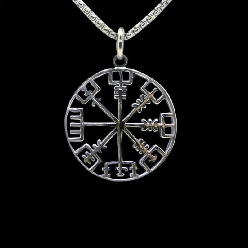 Norse Vikings Pendant Stainless Steel Vegvisir Compass Nordic Runes Odin Men Women Necklace Gift