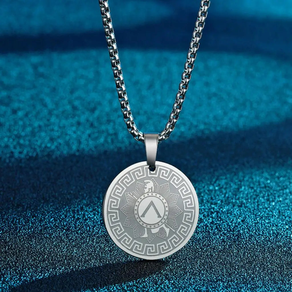 Stainless Steel Greek Hero Achilles Talisman Pendant Necklace Greek mythology Charm Necklace for Women Man Jewelry