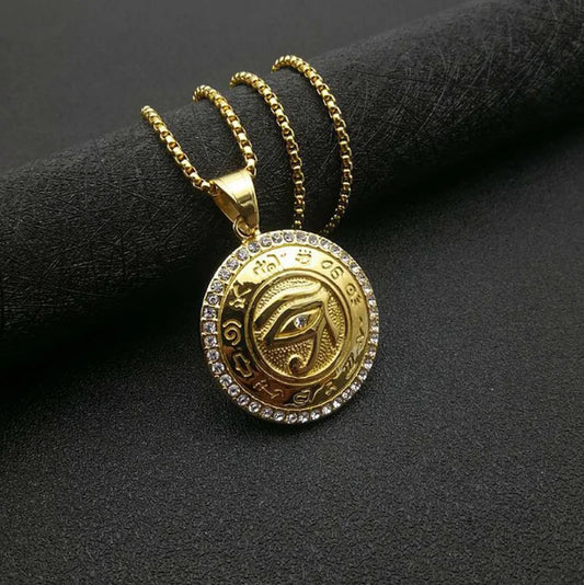 Mythological Style Egyptian The Eye of Horus Pendant Necklace for Women/Men Gold Color High Quality Metal Amulet Jewelry