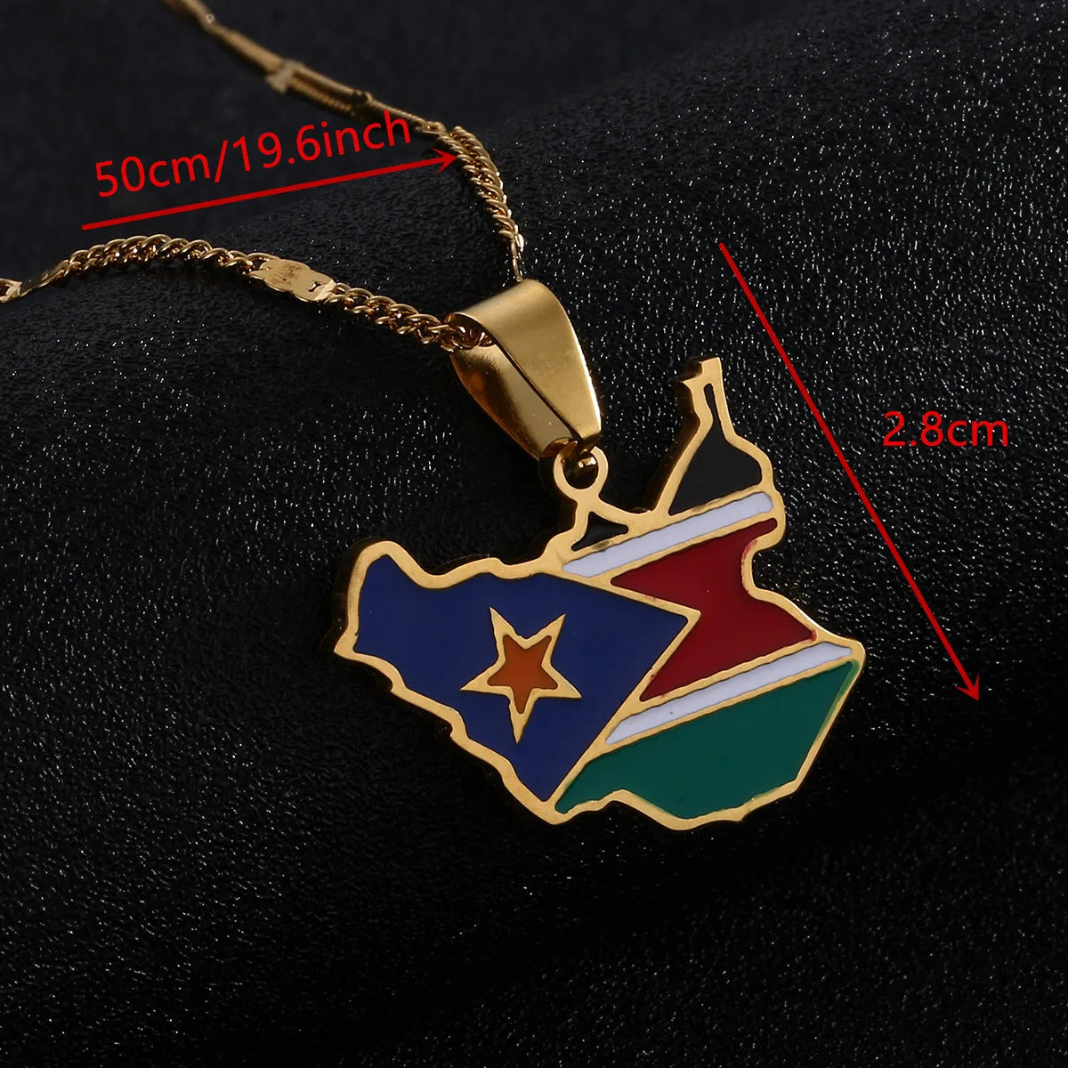 Stainless Steel Enamel South Sudan Map Pendant Necklace Map of South Sudan Country Maps Chain Jewellery