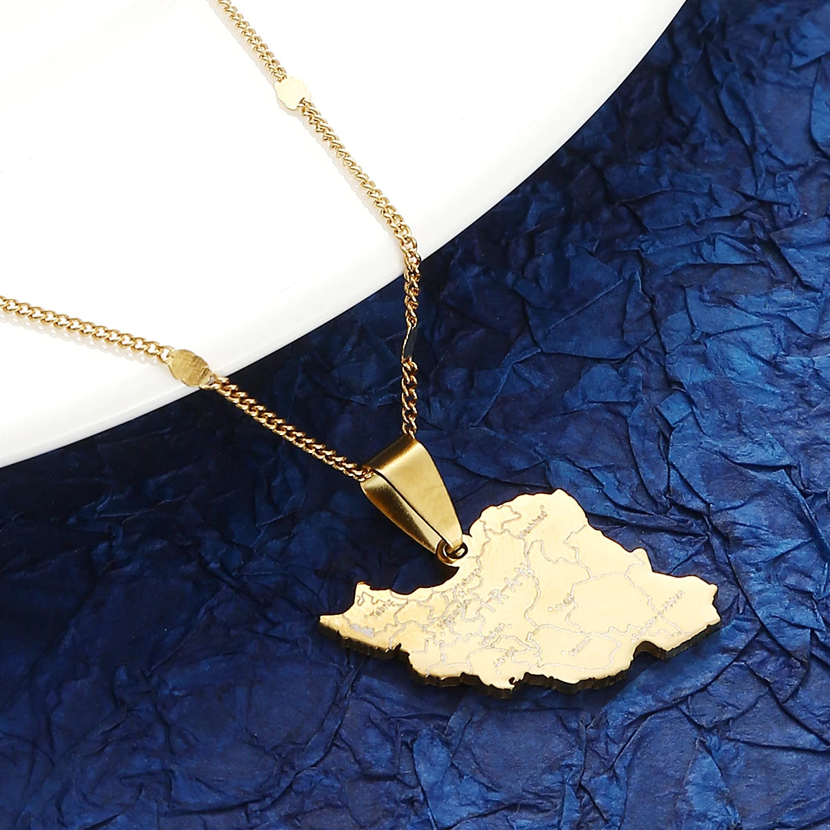 Gold Color Country Iran Map Pendant Necklace Women Men Iranian Neck Chain Charm Jewelry