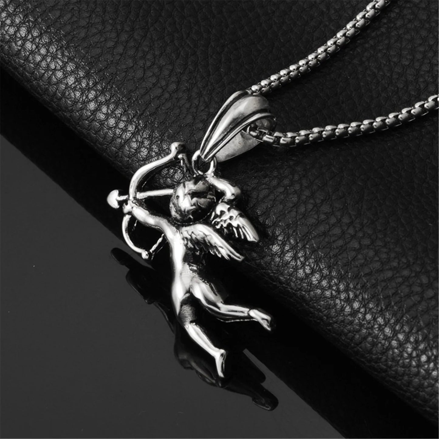 Cupid Necklace God of Love Stainless Steel Pendant for Men and Women Couples Cupido Amor Roman Mythology Jewelry