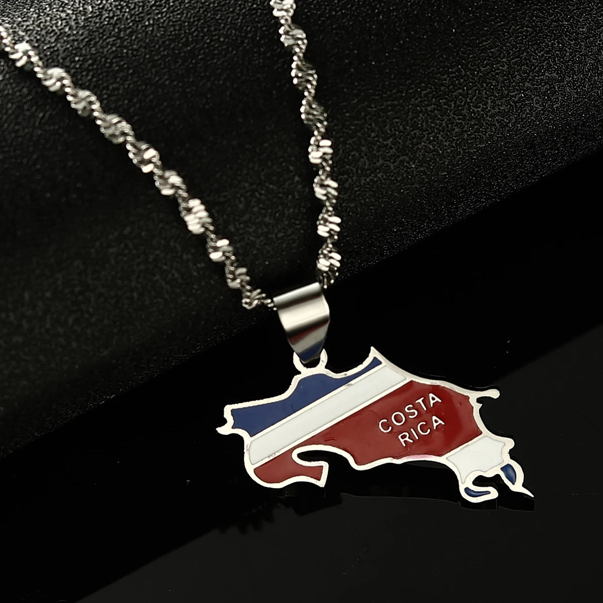 Country Flag Silver Plated Gold Color La Republica De Costa Rica Map Pendant Chains Necklaces