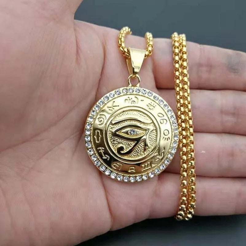 Mythological Style Egyptian The Eye of Horus Pendant Necklace for Women/Men Gold Color High Quality Metal Amulet Jewelry