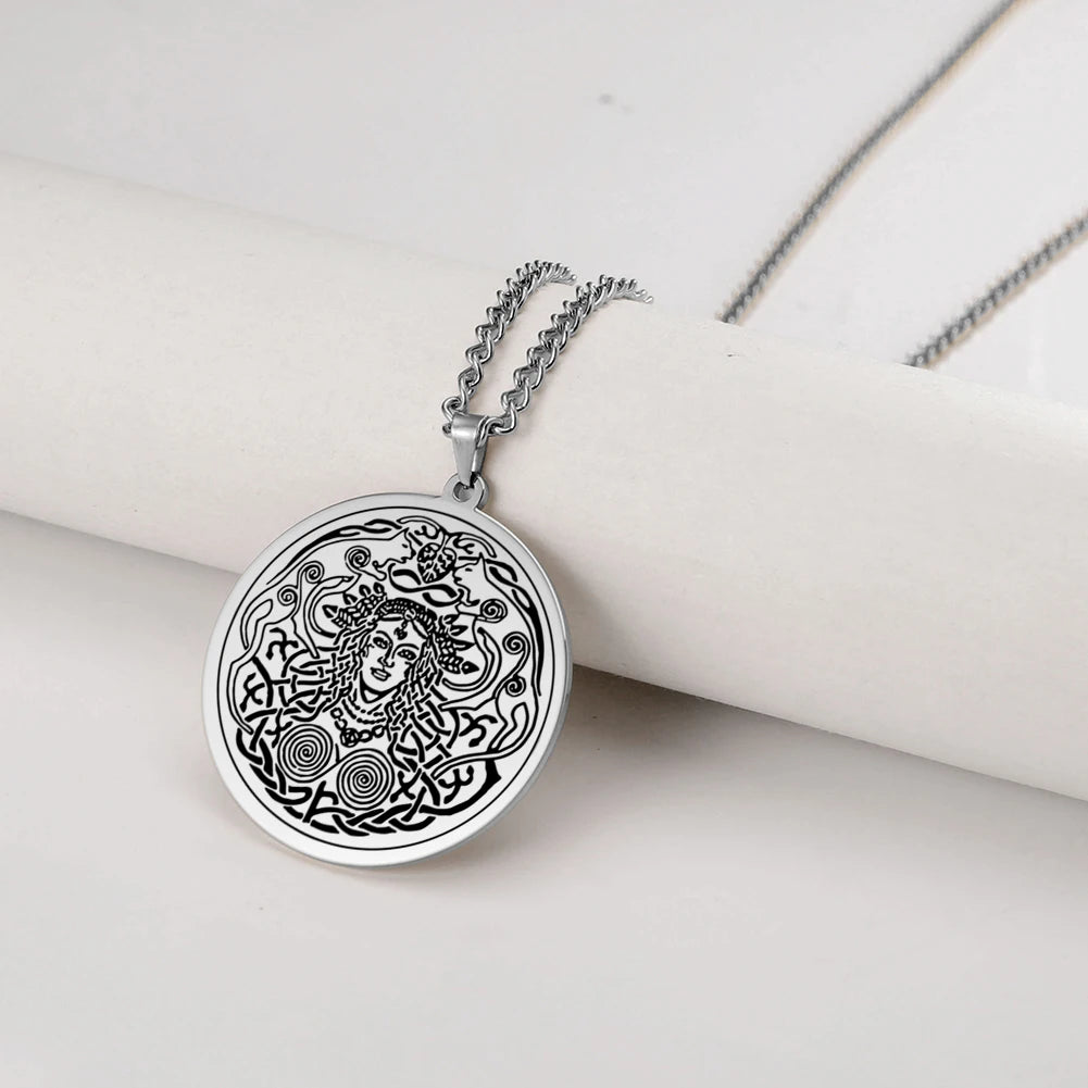 Dawapara Norse Mythology Freyja Goddess Associated with Love, Sex, Beauty, Fertility Amulet Necklace Stainless Steel Jewelry