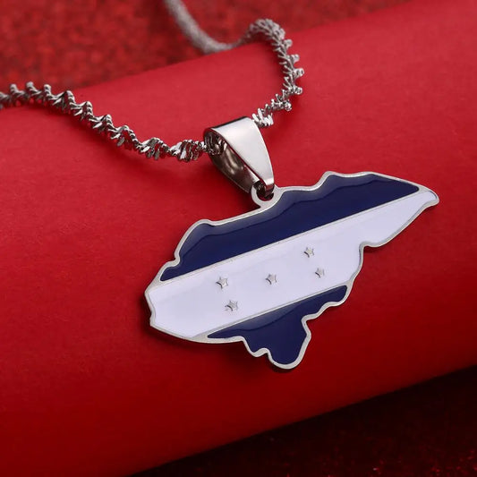 New Honduras Map Flag Pendant Necklaces for Women Men Honduras Country Jewelry Patriotic Gifts