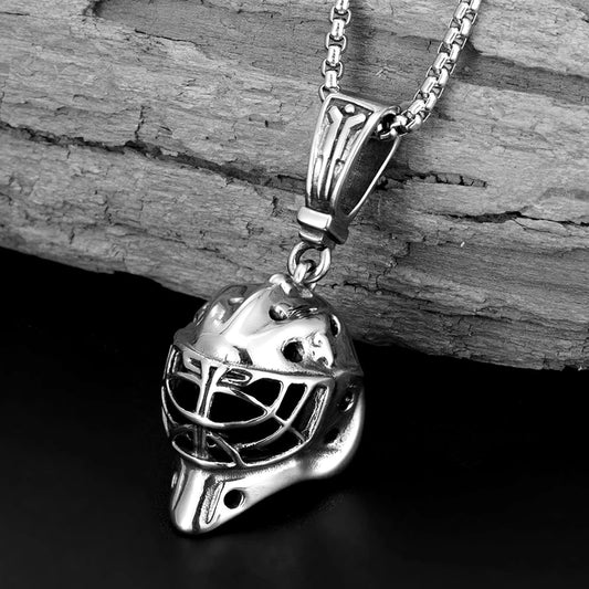 European and American Stainless Steel Knight Mask Pendant Retro Roman Men‘s and Women's Stainless Steel Helmet Pendant Necklace