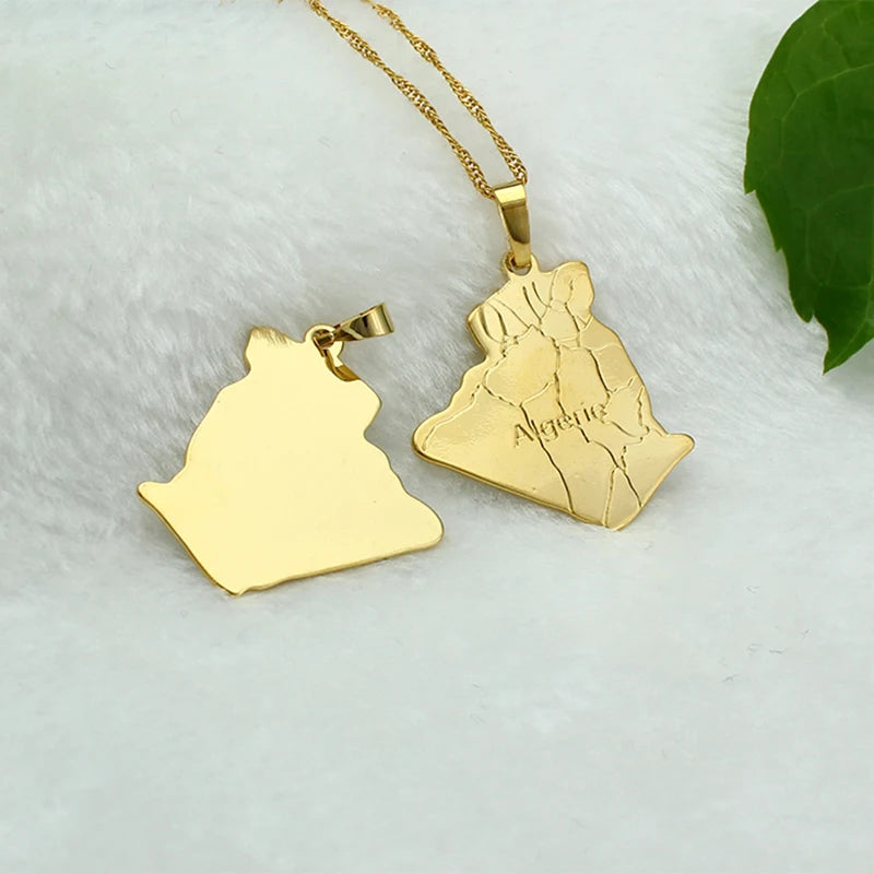 JH Brand Algerie Gold Color Country Map Necklace Pendant Nice Gift For Women and Men New Fashion Jewelry Trendy Pendant