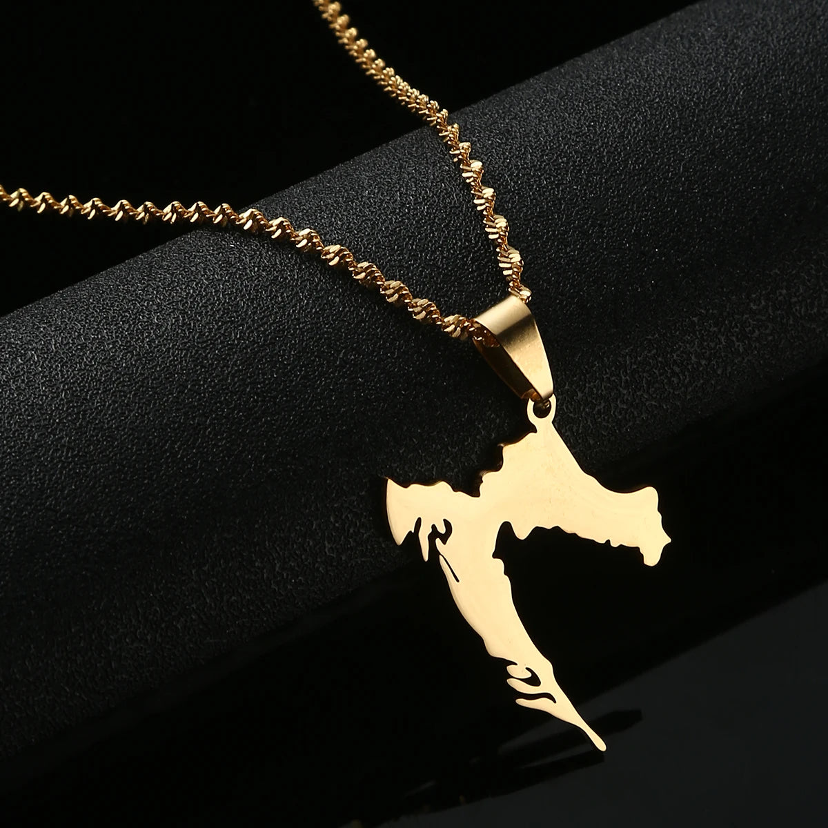 Stainless Steel Silver Country Croatia Croatian Map Pendants Necklaces Women Chains Jewelry For Men Girl Gifts