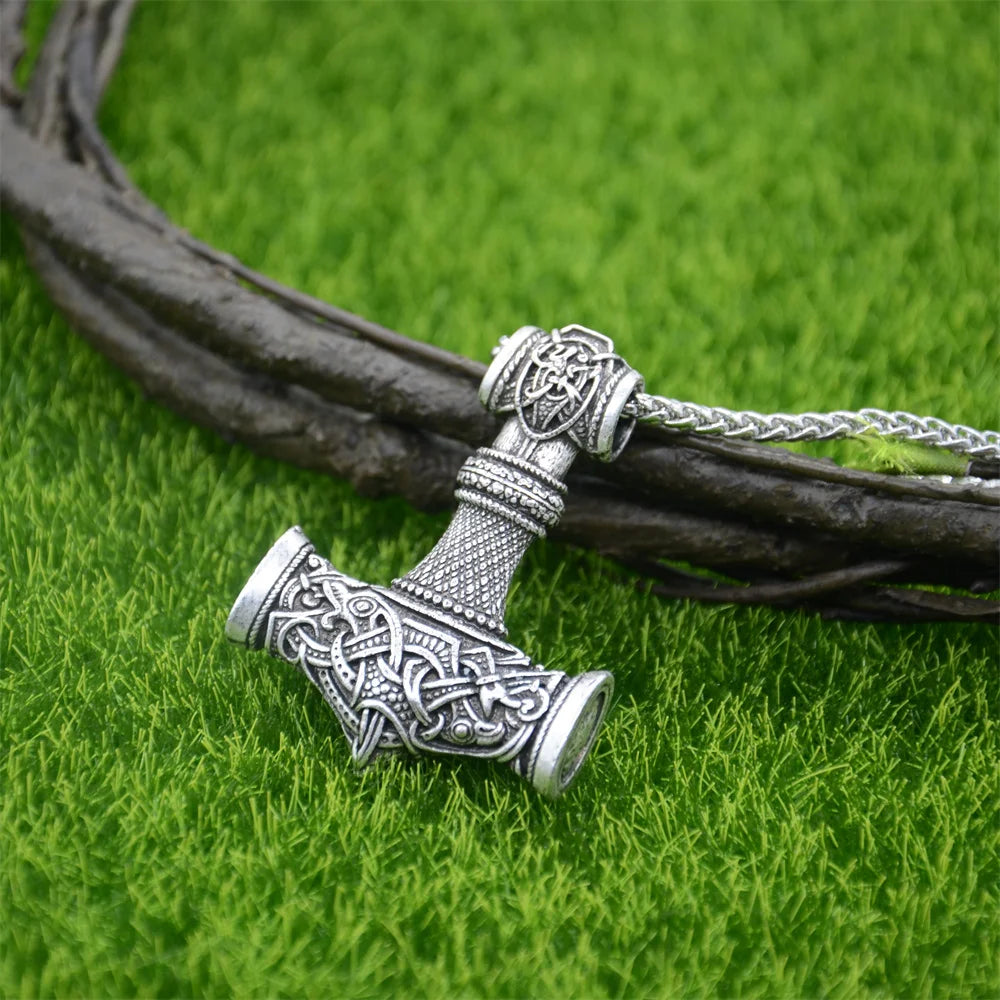 Nostalgia New Thor Hammer Nordic Viking Runes Pendant Necklace Mjolnir Protection Jewelry