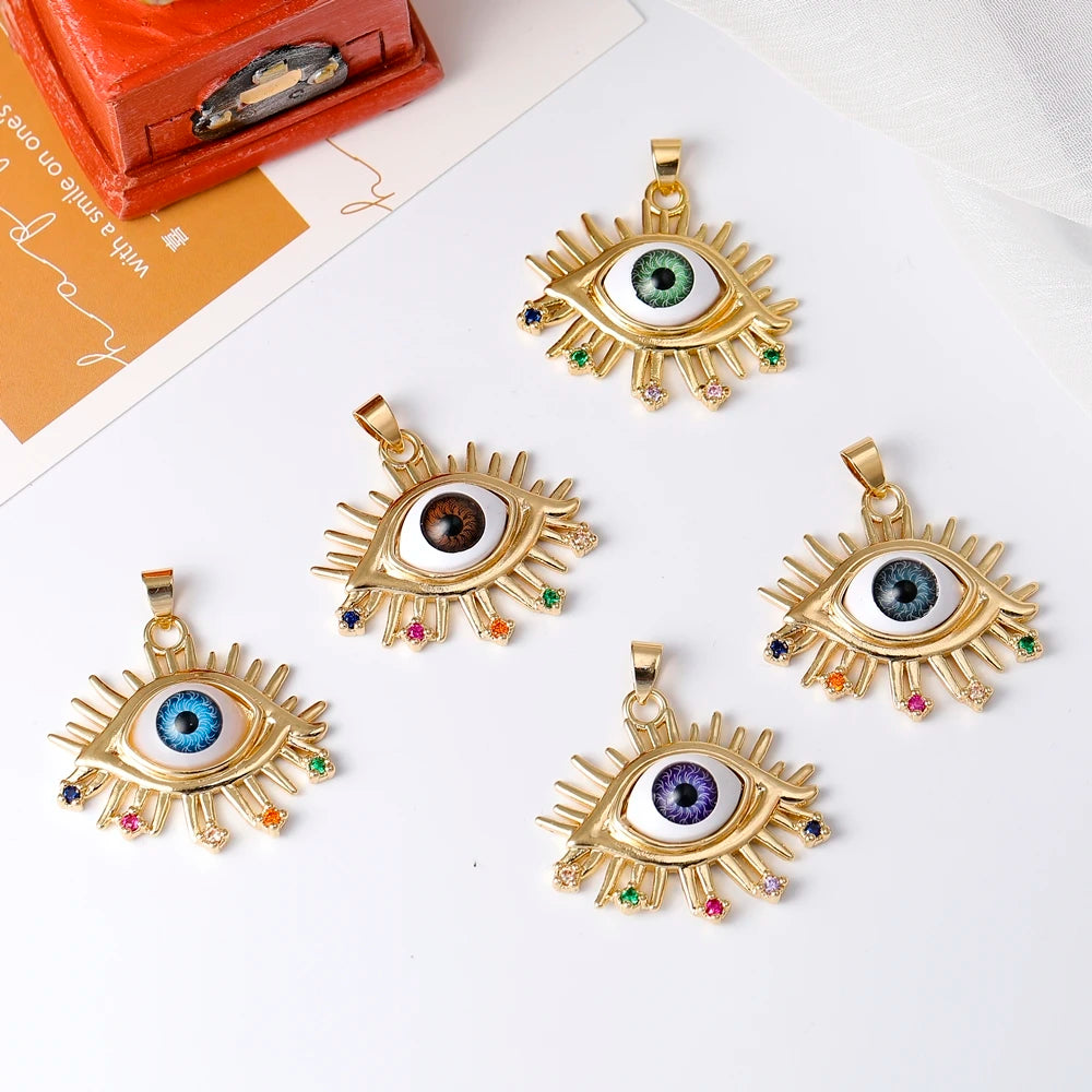 Juya DIY Creative Resin Pendant Handmade Love Heart Hamsa Hand Sun Greek Evil Eye Charms For Needlework Bracelet Necklace Making