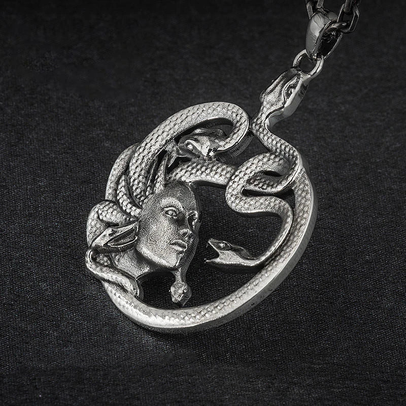 Ancient Greek Mythology Snake Princess Medusa Pendant Necklace for Men Women Vintage Punk Jewelry Gift